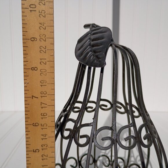 Black Metal Wire Caged Pear Farmhouse French Country Kitchen Decor 10.5 inch Vtg - Picture 4 of 10